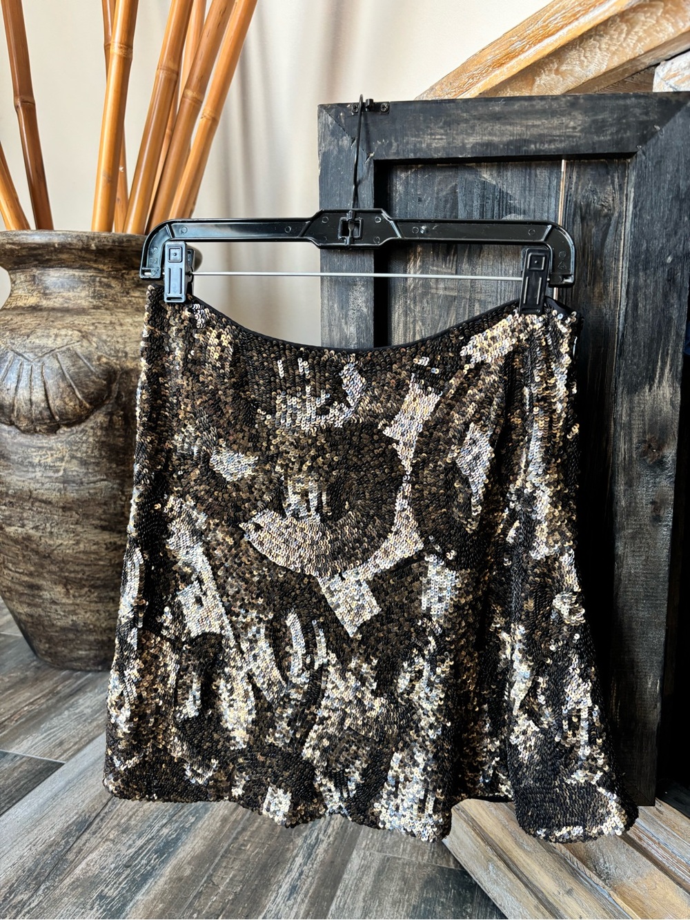 Vintage Polo by Ralph Lauren Silk Bronze and Gold Sequin Mini Skirt Size 4